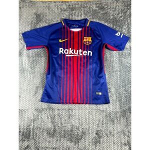 FC Barcelona Rakuten Jersey Men Medium Blue Lionel Messi #10 Nike Soccer Dri Fit